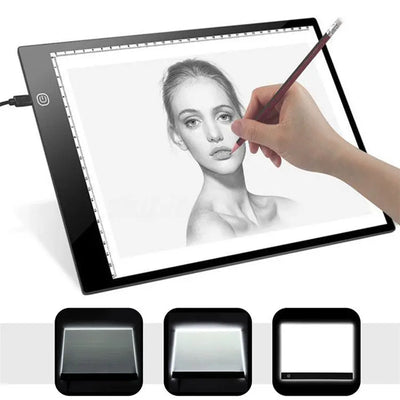 Three-speed Dimming A4 Copy LED Cartoon Transparent Copy Table Luminous Drawing Board USB Cable null