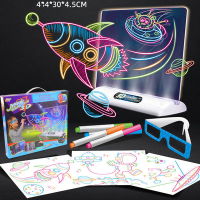 3D Magic Drawing Board LED VR Montessori Educational Toys DIY Children Graffiti Painting Lcd Writing Tablet Coloring Blackboard null