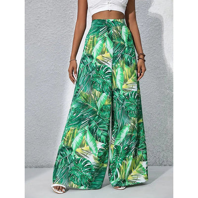 Palazzo Pants For Women Casual High Waist Printed Wide Leg Pant Trendy Boho Trousers Fashion Beach Outfits null